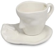 Φλυτζάνια Καφέ Με Πιατάκια (Σετ 2Τμχ) 968HBR1136 15cm White Aberto Design Κεραμικό
