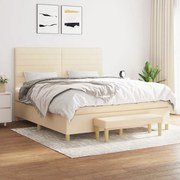 Κρεβάτι Boxspring με Στρώμα Κρεμ 160x200 εκ. Υφασμάτινο - Κρεμ