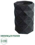 20725 GloboStar®  Artificial Garden GENOVA 20725 Επιδαπέδιο Πολυεστερικό Τσιμεντένιο Κασπώ Γλάστρα - Flower Pot Μαύρο Φ40 x Υ90cm