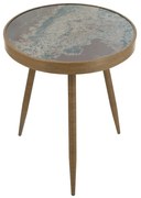 Artekko Zenn Καφέ Μεταλλικό Βοηθητικό Τραπέζι με Γυάλινη Επιφάνεια σε Εφέ Μαρμάρου (45.5x45.5x55.5)cm Artekko B8643
