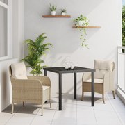vidaXL Σετ Καθιστικού Κήπου 3 Τεμαχίων Με Μαξιλάρια Μπεζ Συνθετικό Ράταν