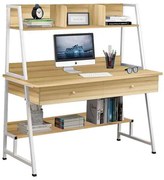 ΓΡΑΦΕΙΟ Η/Υ 2-Συρτ/2-Ράφια Steel Άσπρο/Sonoma