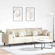 vidaXL Βελούδινος καναπές με μαξιλάρι με μαξιλάρι Κρεμ 208 εκ. Βελούδο