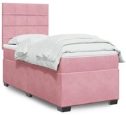 vidaXL Κρεβάτι Boxspring με Στρώμα Ροζ 100x200 εκ. Βελούδινο