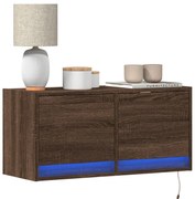 vidaXL Έπιπλο Τοίχου Τηλεόρασης με LED Καφέ Δρυς 80x31x38 εκ.