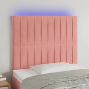 Κεφαλάρι Κρεβατιού LED Ροζ 100x5x118/128 εκ. Βελούδινο - Ροζ
