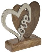 Διακοσμητική Καρδιά 3-70-357-0160 17x5x15cm Silver-Natural Inart Μέταλλο,Ξύλο