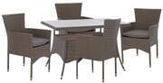 ΣΕΤ ΤΡΑΠΕΖΑΡΙΑΣ 5ΤΜΧ ΤΡΑΠ. 120Χ70 &amp; ΠΟΛΥΘΡΟΝΕΣ WICKER RATTAN ΓΚΡΙ FB911712.31