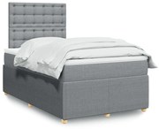 vidaXL Κρεβάτι Boxspring με Στρώμα Ανοιχτό Γκρι 120x200 εκ. Υφασμάτινο