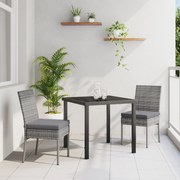 vidaXL Σετ Κήπου 3 Τεμαχίων Γκρι Πολυ Ρατάν