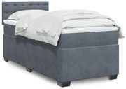 vidaXL Κρεβάτι Boxspring με Στρώμα Σκούρο Γκρι 90x200 εκ. Βελούδινο