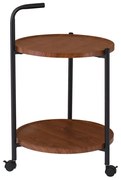 WOODWELL ΕΜ461TROLLEY - Βοηθητικό Τραπεζάκι Μέταλλο Βαφή Μαύρο, MDF with PVC Απόχρωση Καρυδί 60x38x65cm ΕΜ461