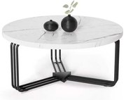 Antic Τραπεζακι Σαλονιου Λευκο Απομίμηση Μαρμαρο 80x80x36cm