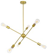 00786 GloboStar®  ZANE 00786 Μοντέρνο Φωτιστικό Οροφής Πλέγμα Πολύφωτο 6 x E27 IP20 Χρυσό Μέταλλο - Μ70 x Π70 x Υ100cm