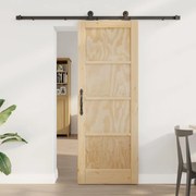 vidaXL Σετ Συρόμενης Πόρτας Φυσικό και μαύρο 73.5 x 198.5 εκ.