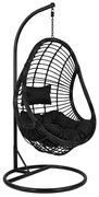 Hanging Armchair Nest  with black wicker &amp; Pillows Diameter105x195cm