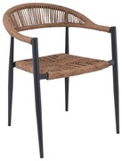 WOODWELL Ε6714,1MADY Πολυθρόνα Βεράντας-Κήπου ALU Ανθρακί, Rope Wicker Φυσικό, Στοιβαζόμενη 56x59x78cm Ε6714,1