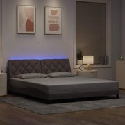 vidaXL Πλαίσιο κρεβατιού με LED χωρίς στρώμα Taupe 180x200 cm Ύφασμα