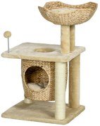 PawHut Δέντρος γάτας με σπηλιά, πλατφόρμα ύπνου, μπάλα παιχνιδιού, 45x40x74cm, Μπεζ