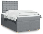 vidaXL Κρεβάτι Boxspring με Στρώμα Ανοιχτό Γκρι 120x200 εκ. Υφασμάτινο