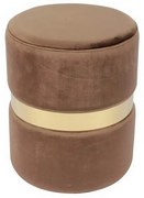 Σκαμπό Βοηθητικό Tommy Ε7037,3 D.35x43cm Gold-Brown Μέταλλο,Ύφασμα