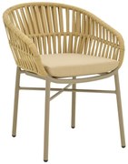 Πολυθρόνα Frama pakoworld αλουμίνιο-pe σχοινί σε καφε απόχρωση και μαξιλάρι 57x60x78εκ