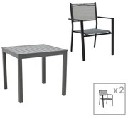 Intrahome Τραπεζαρία Moly - Kliton σετ 3τεμ Intrahome ανθρακί και μαύρο αλουμίνιο-textilene σε ανθρακί απόχρωση 80x80x74εκ | SKU: INTRAPA-311111925