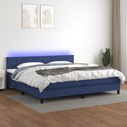 Κρεβάτι Boxspring με Στρώμα &amp; LED Μπλε 200x200 εκ. Υφασμάτινο - Μπλε