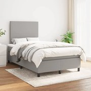 vidaXL Κρεβάτι Boxspring με Στρώμα Ανοιχτό Γκρι 120x200 εκ. Υφασμάτινο