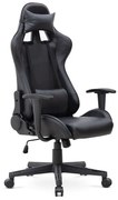 Καρέκλα γραφείου Gaming Alonso Megapap από τεχνόδερμα μαύρο 67x70x125/135 εκ. GP040-0008,1-GP040-0008,1-Μαύρο GP040-0008,1