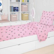 Παπλωματοθήκη Βρεφική Εμπριμέ Panda 111 Pink DimCol 120x160cm 100% Βαμβάκι