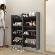 vidaXL Παπουτσοθήκες Τοίχου 4 τεμ. Γυαλ. Γκρι 60x18x60εκ. Μοριοσανίδα