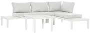 Outsunny Σετ επίπλων κήπου για 3 άτομα με βοηθητικό τραπέζι, καναπές με μαξιλάρια, σχήμα L, εξωτερικού χώρου, αλουμίνιο, κρεμ λευκό