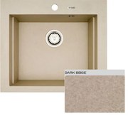 Pyramis Siros 1B Dark Beige Ένθετος Νεροχύτης από Συνθετικό Γρανίτη 57x51.5cm
