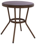 Τραπέζι MOSES Αλουμινίου Bamboo look Καφέ με Γυαλί Φ70x76Υ εκ. 70x70x76 εκ.