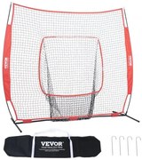 VEVOR 7x7 ft Baseball Softball Practice Net, Portable Baseball Training Net for Hitting Batting Catching Pitching, Backstop Baseball Equipment Training Aids with Carry Bag and Strike Zone
