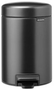 Κάδος απορριμμάτων με πεντάλ Brabantia NewIcon 1008834, 3 L, Ομαλό κλείσιμο, Αντιολισθητική βάση, Σκούρο γκρι