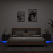 vidaXL Κομοδίνα Επιτοίχια με Φώτα LED 2 τεμ. Μαύρα