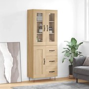 vidaXL Ντουλάπι Sonoma δρυς 69,5 x 34 x 180 εκ. από Επεξεργασμένο Ξύλο