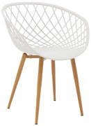 Καρέκλα Ezra pakoworld λευκό pp-πόδι φυσικό μέταλλο 62x42x82εκ