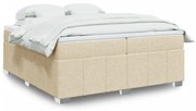 vidaXL Κρεβάτι Boxspring με Στρώμα Κρεμ 200x200 εκ. Υφασμάτινο