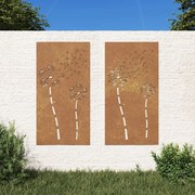 vidaXL Διακοσμητικά Κήπου 2 τεμ. Σχ. Λουλούδια 105x55 εκ Ατσάλι Corten