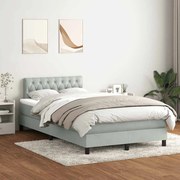 Κρεβάτι Boxspring με Στρώμα Ανοιχτό Γκρι 120x210 εκ. Βελούδινο