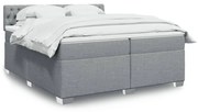 vidaXL Κρεβάτι Boxspring με Στρώμα Ανοιχτό Γκρι 200x200 εκ. Υφασμάτινο