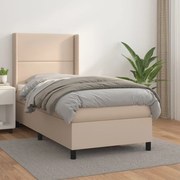 vidaXL Κρεβάτι Boxspring με Στρώμα Καπουτσίνο 100x200εκ.από Συνθ.Δέρμα