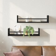 vidaXL Ράφια τοίχου 2 τεμ Μαύρη Δρυς 60x16x14 εκ Κατασκευασμένο ξύλο