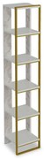 Βιβλιοθήκη PWF-0298 071-000857 32x31,5x178,5cm White-Gold Μελαμίνη,Μέταλλο