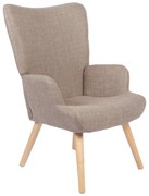 Πολυθρόνα-μπερζέρα Gerlina pakoworld γκρι-μπεζ ύφασμα με πόδι σε φυσική απόχρωση 71x64x94εκ