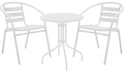 Σετ κήπου - Τραπεζαρία Vergo - Tade 3 τεμ. μέταλλο λευκό Φ60x70 εκ. 60x60x70 εκ.