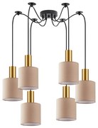 SE21-GM-4-BL6-SH3 ADEPT TUBE Gold Matt Pendant Brown Fabric Shade+